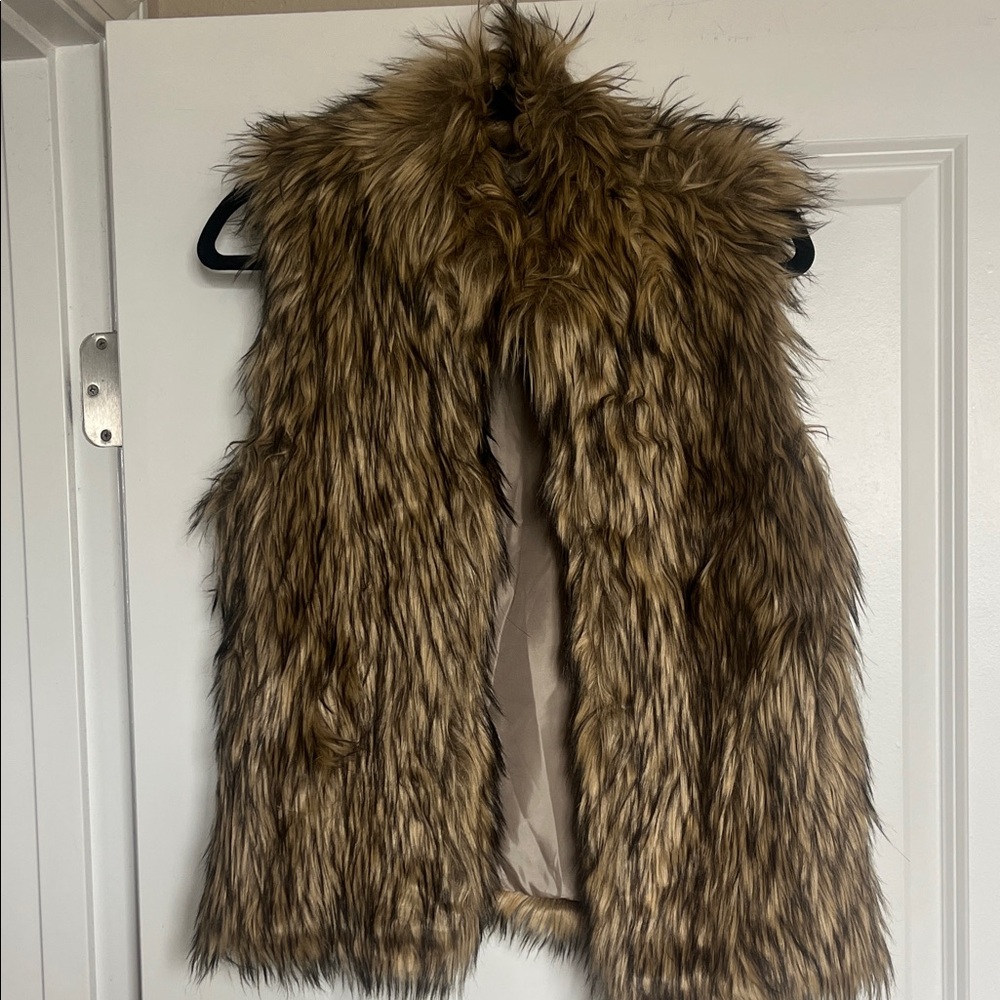 Faux Fur Vest in Brown